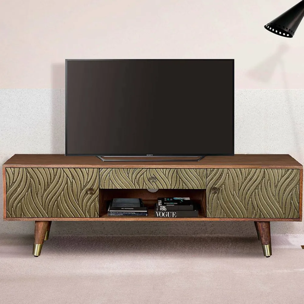 Wohnen Tv & Hifi-Möbel|Lowboards<Design TV Kommode aus Mangoholz und Metall - Filurina
