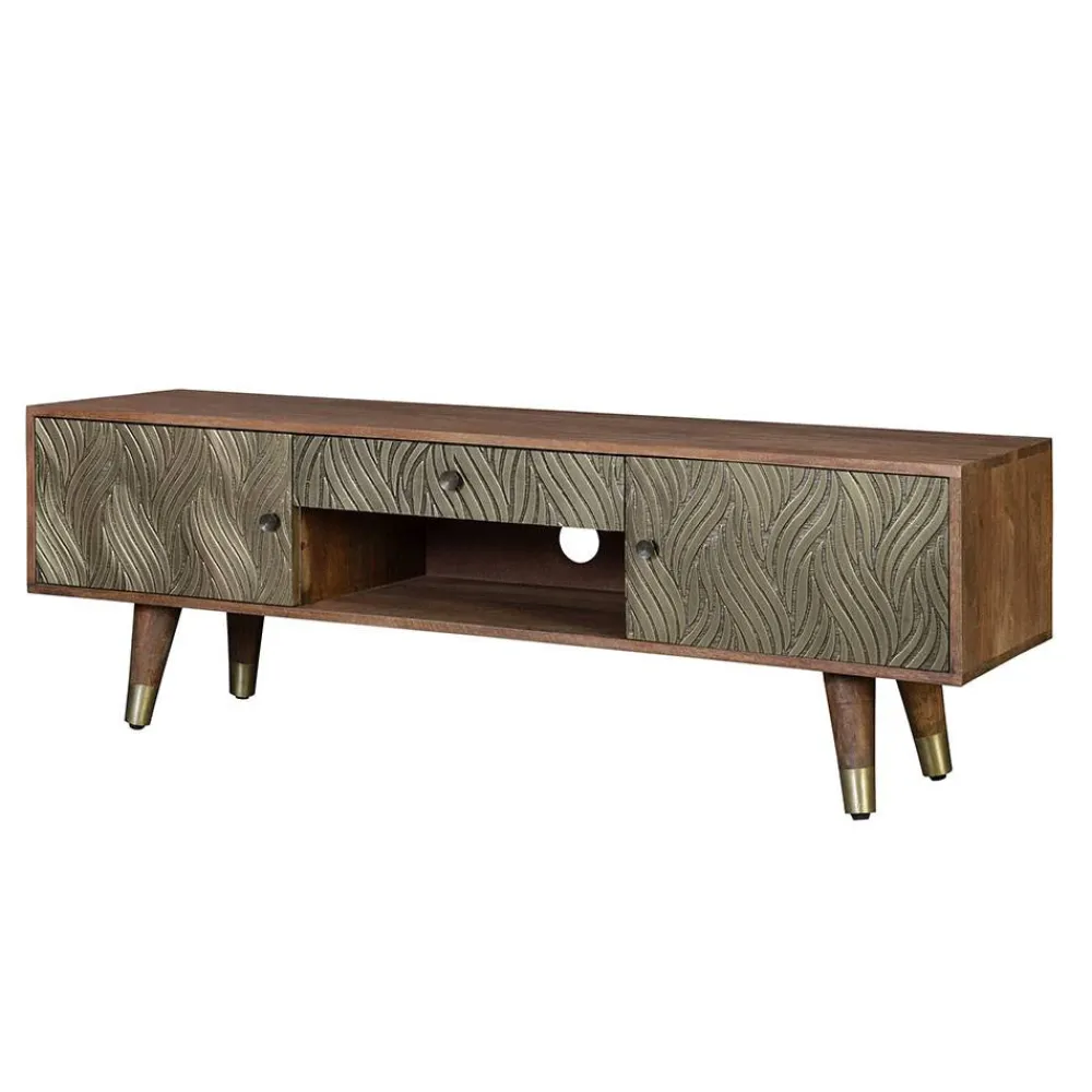 Wohnen Tv & Hifi-Möbel|Lowboards<Design TV Kommode aus Mangoholz und Metall - Filurina
