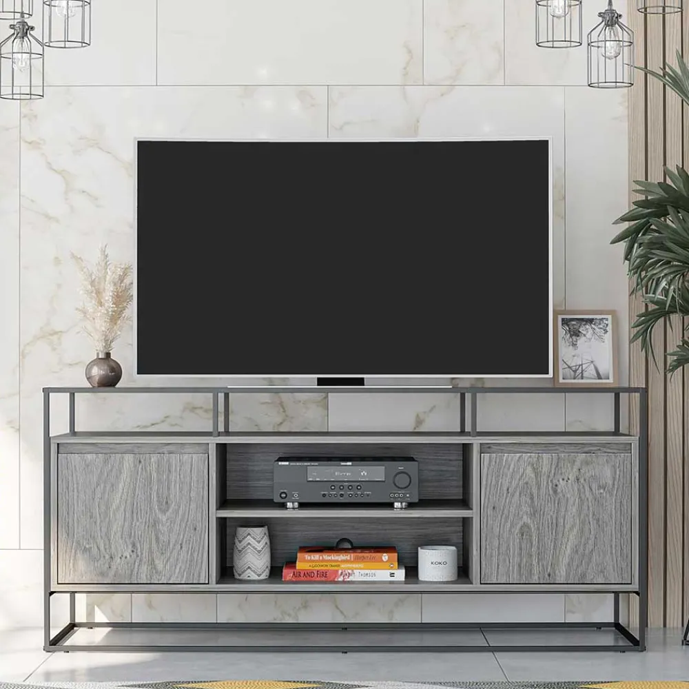 Wohnen Tv & Hifi-Möbel|Lowboards<Design TV Kommode in Eiche Grau - Midland