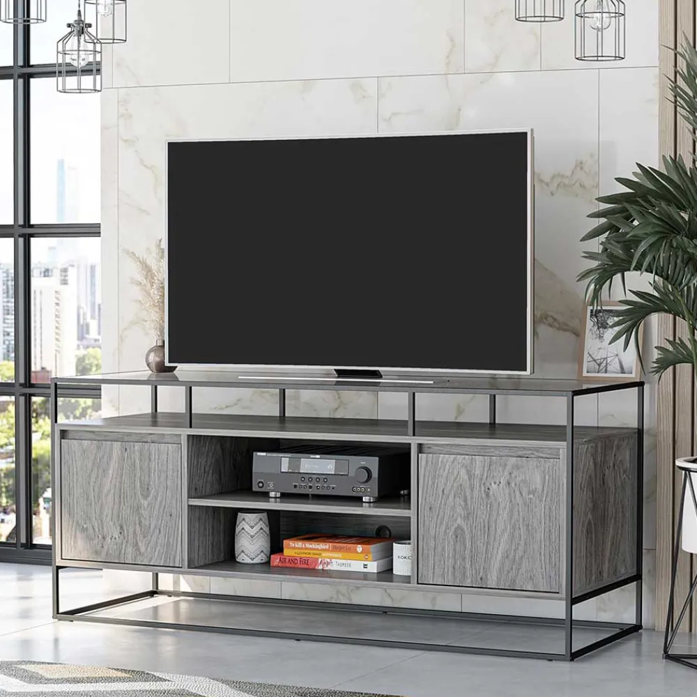 Wohnen Tv & Hifi-Möbel|Lowboards<Design TV Kommode in Eiche Grau - Midland