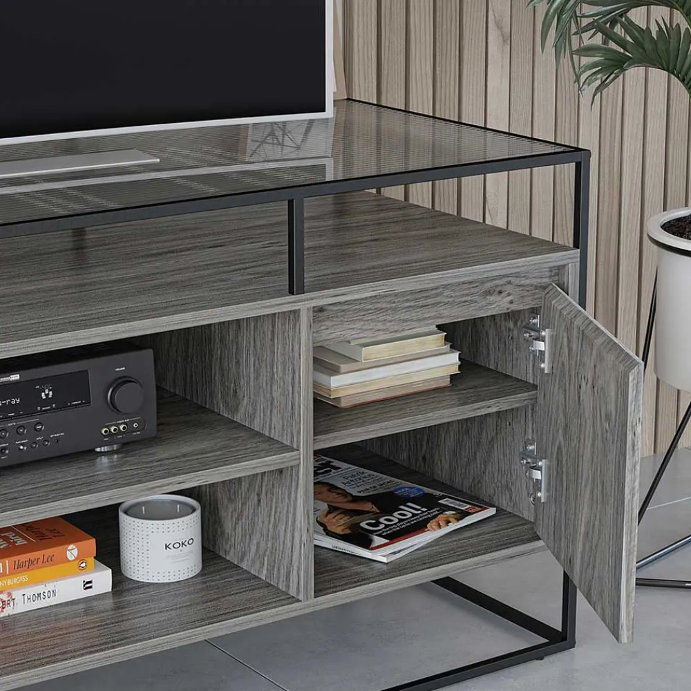 Wohnen Tv & Hifi-Möbel|Lowboards<Design TV Kommode in Eiche Grau - Midland
