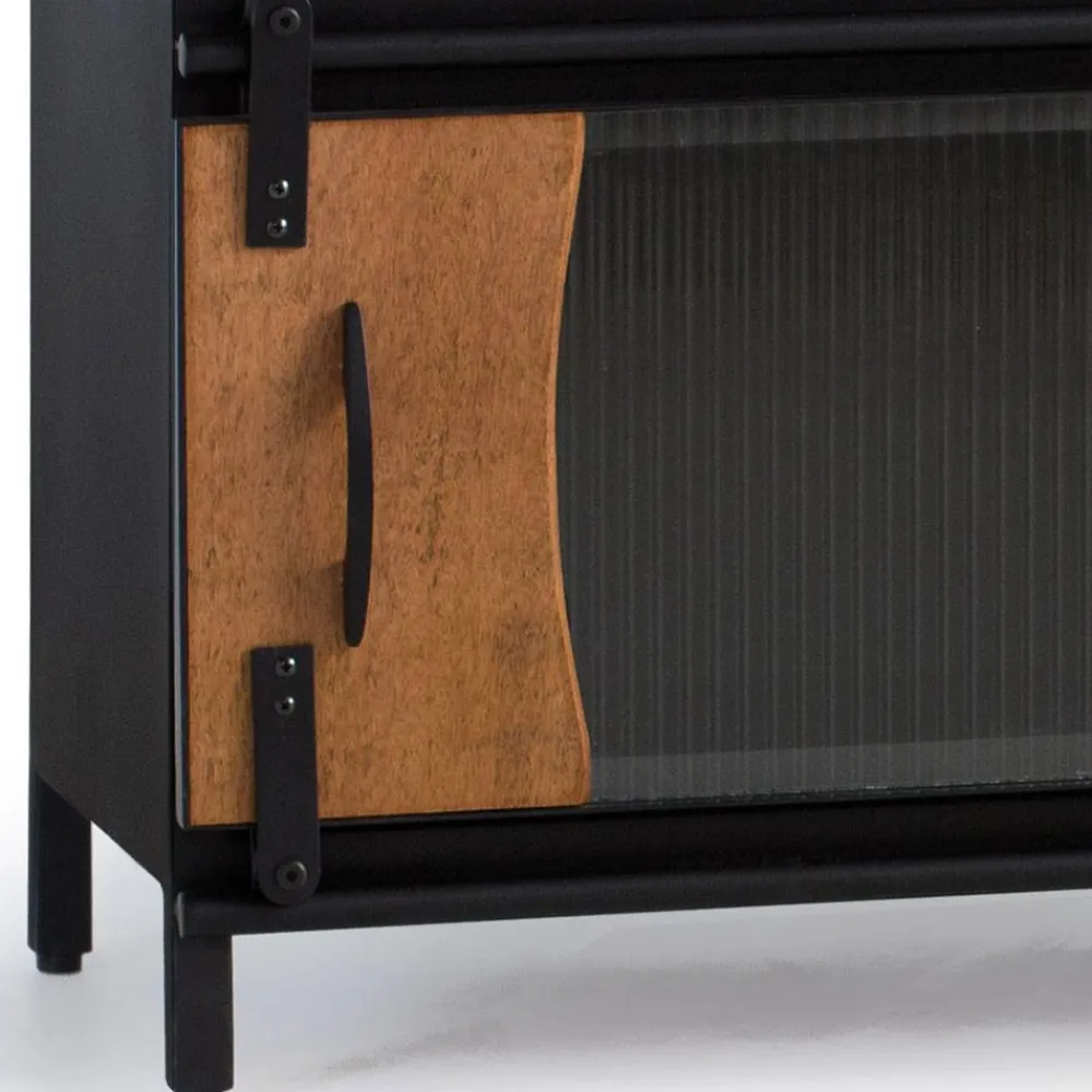 Wohnen Tv & Hifi-Möbel|Lowboards<Design TV Lowboard aus Mangoholz und Metall - Aglia