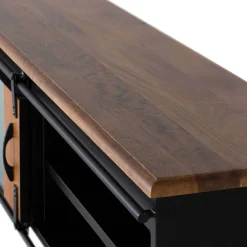Wohnen Tv & Hifi-Möbel|Lowboards<Design TV Lowboard aus Mangoholz und Metall - Aglia