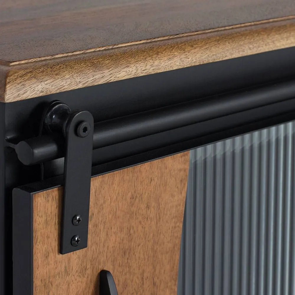 Wohnen Tv & Hifi-Möbel|Lowboards<Design TV Lowboard aus Mangoholz und Metall - Aglia