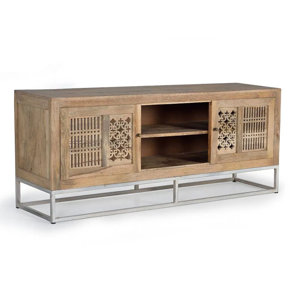 Wohnen Tv & Hifi-Möbel|Lowboards<Design TV Lowboard aus Mangobaum Massivholz - Valuta
