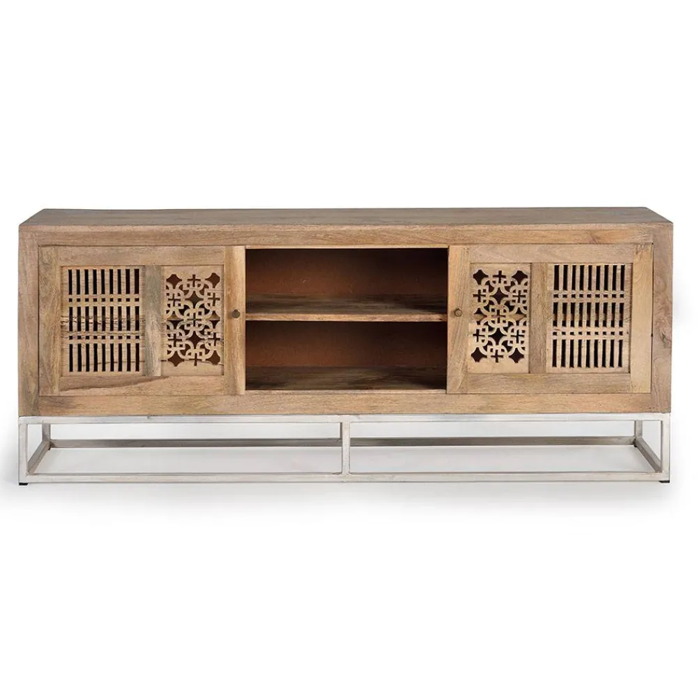 Wohnen Tv & Hifi-Möbel|Lowboards<Design TV Lowboard aus Mangobaum Massivholz - Valuta