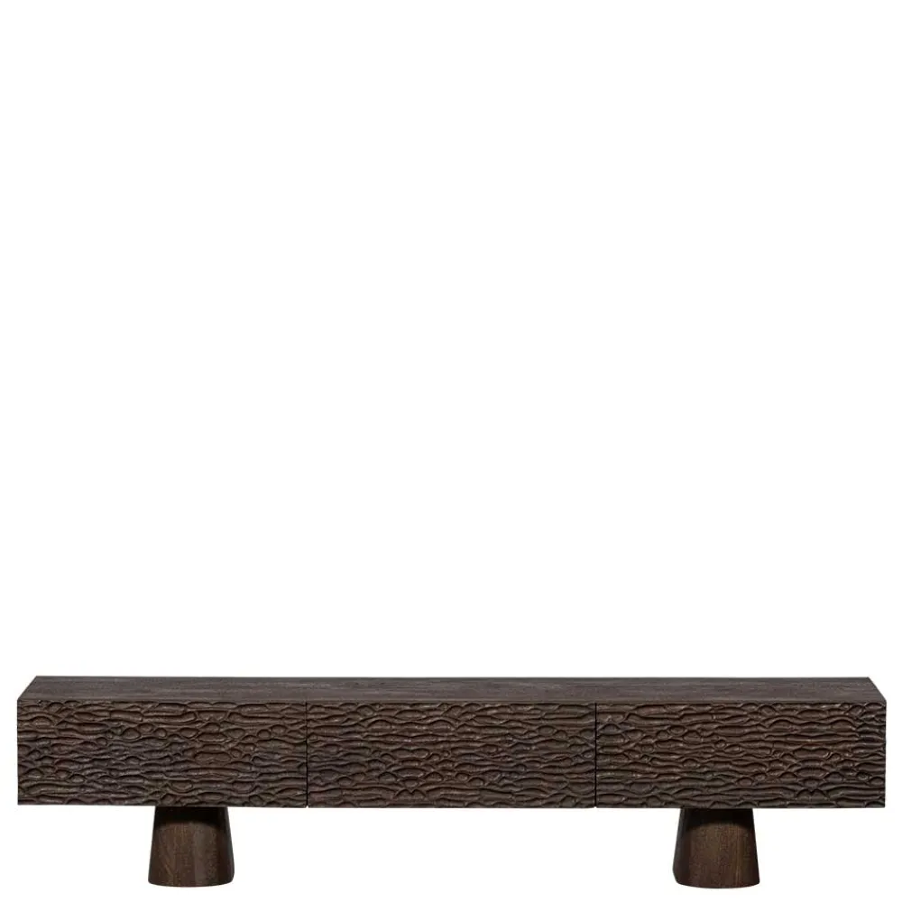 Wohnen Tv & Hifi-Möbel<Design TV Lowboard aus Mangoholz in Walnuss Braun - Glancossa