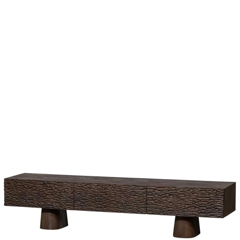 Wohnen Tv & Hifi-Möbel<Design TV Lowboard aus Mangoholz in Walnuss Braun - Glancossa