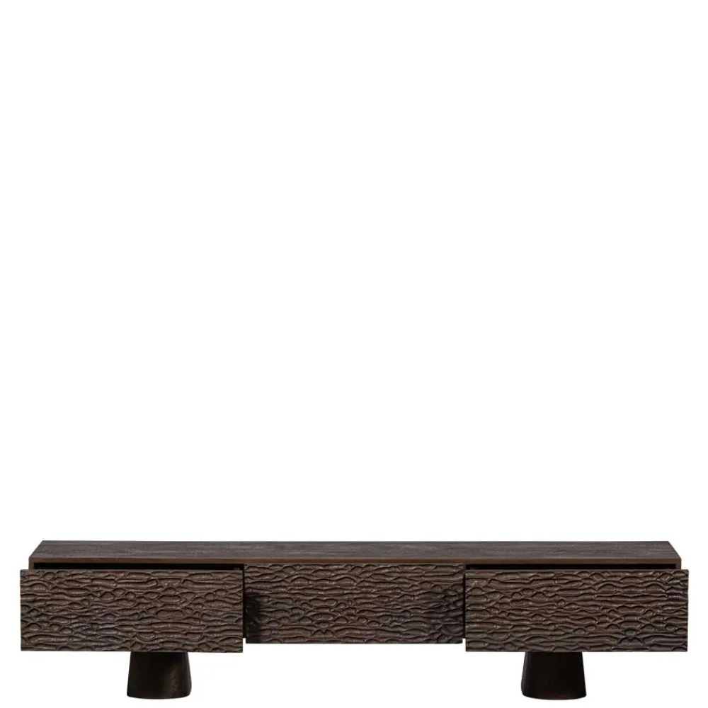 Wohnen Tv & Hifi-Möbel<Design TV Lowboard aus Mangoholz in Walnuss Braun - Glancossa