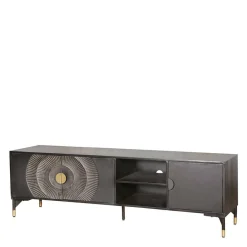 Wohnen Tv & Hifi-Möbel|Lowboards<Design TV Lowboard in Schwarz mit Messing - Alkatar