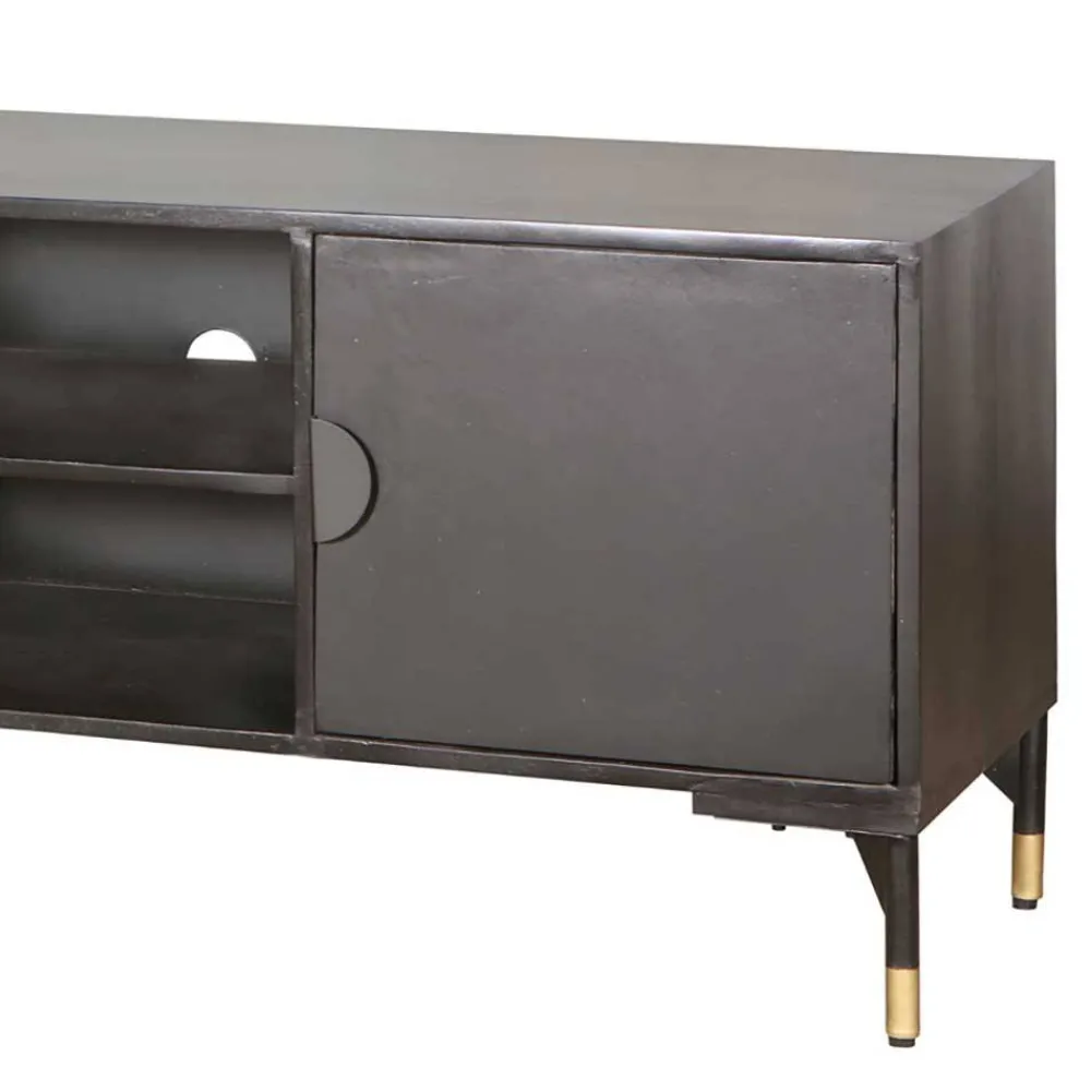 Wohnen Tv & Hifi-Möbel|Lowboards<Design TV Lowboard in Schwarz mit Messing - Alkatar