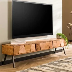 Wohnen Tv & Hifi-Möbel|Lowboards<Design TV Tisch mit Schubladen aus Akazie - Tomya