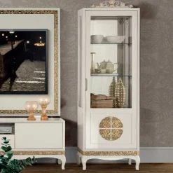 Wohnen Wohnwände<Design TV Wand in Weiß & Gold - Valganios (vierteilig)