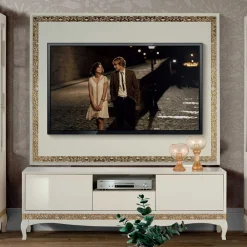 Wohnen Wohnwände<Design TV Wand in Weiß & Gold - Valganios (vierteilig)