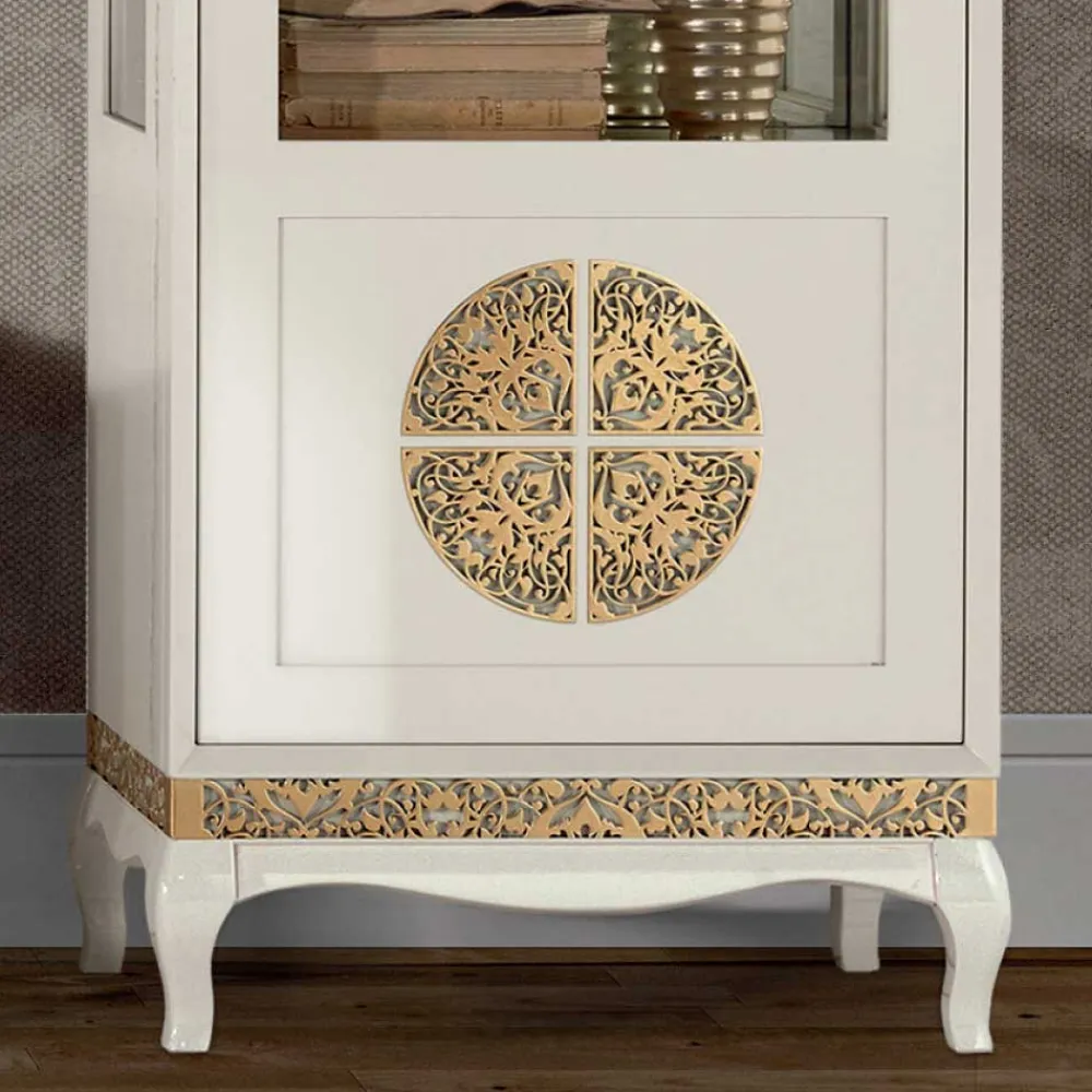 Wohnen Wohnwände<Design TV Wand in Weiß & Gold - Valganios (vierteilig)