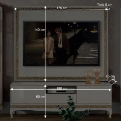 Wohnen Wohnwände<Design TV Wand in Weiß & Gold - Valganios (vierteilig)