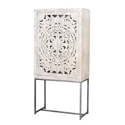 Wohnen Vitrinen<Design Vintageschrank in White Wash Mangoholz - Fudorus