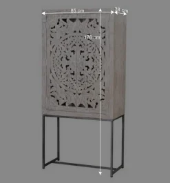 Wohnen Vitrinen<Design Vintageschrank in White Wash Mangoholz - Fudorus