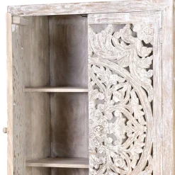 Wohnen Vitrinen<Design Vintageschrank in White Wash Mangoholz - Fudorus