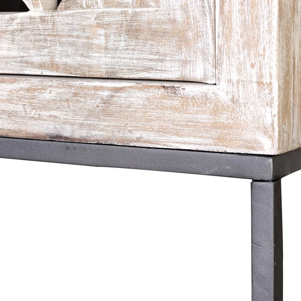 Wohnen Vitrinen<Design Vintageschrank in White Wash Mangoholz - Fudorus