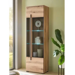 Wohnen Vitrinen<Design Vitrine in Holzoptik Eiche Natur - Brocus