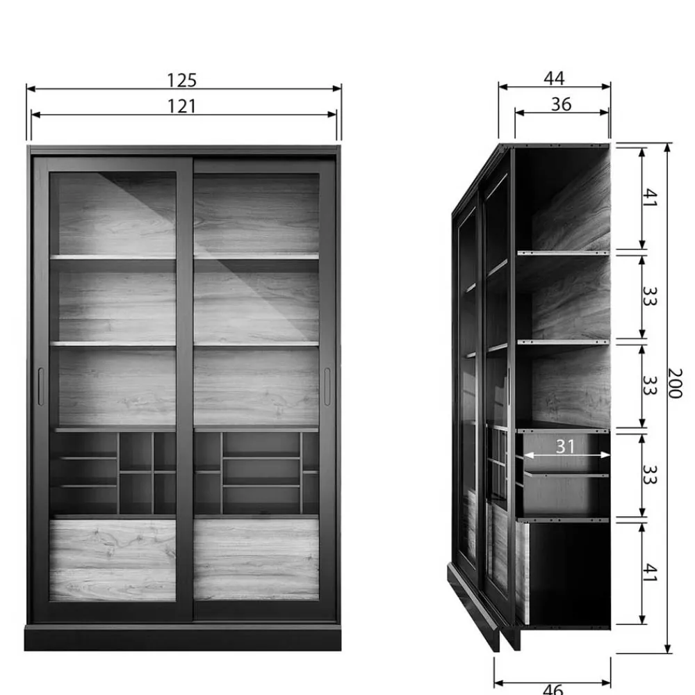 Wohnen Vitrinen<Design Vitrinenschrank mit Glas-Schiebetüren - Cretasa