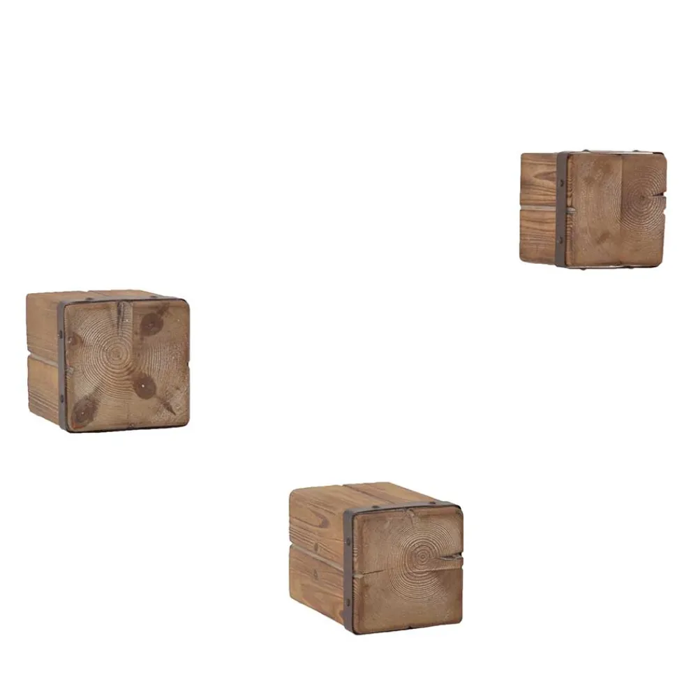 Wohnen Regale<Design Wandablagen Set aus Tanne Natur - Indyron (dreiteilig)