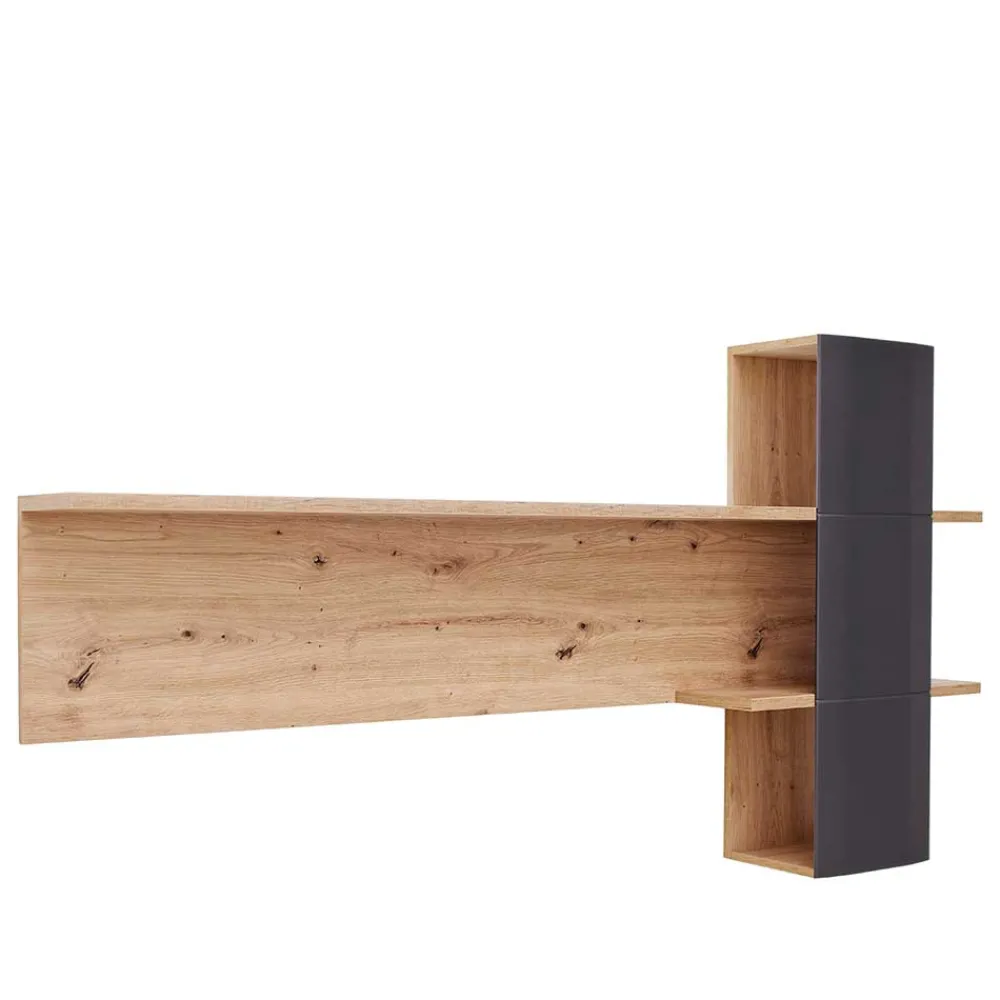 Wohnen Regale<Design Wandboard Regal in Eichefarben & Grau - Vecenda