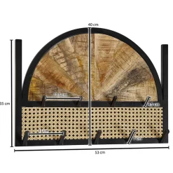 Wohnen Garderoben<Design Wandgarderobe mit Wiener Geflecht & Holz - Leiria