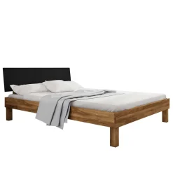 Wohnen Betten<Design Wildeichebett mit schwarzem Kopfteil - Olbysca I