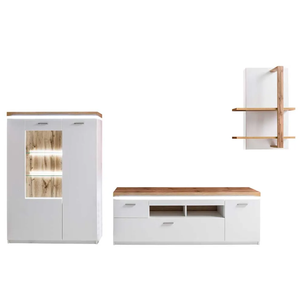 Wohnen Wohnwände<Design Wohnkombination mit Licht - Caldri (dreiteilig)