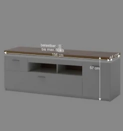 Wohnen Wohnwände<Design Wohnkombination mit Licht - Caldri (dreiteilig)