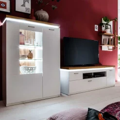 Wohnen Wohnwände<Design Wohnkombination mit Licht - Caldri (dreiteilig)