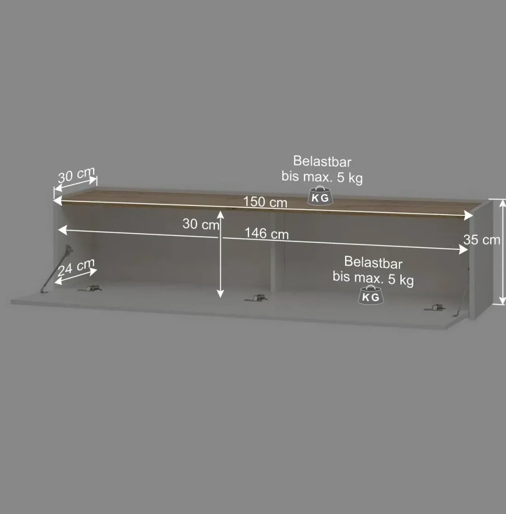 Wohnen Wohnwände<Design Wohnwand 350 cm breit - Nonessia I (dreiteilig)