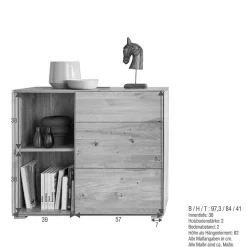 Wohnen Wohnwände<Design Wohnwand aus Massivholz - Sinta (dreiteilig)
