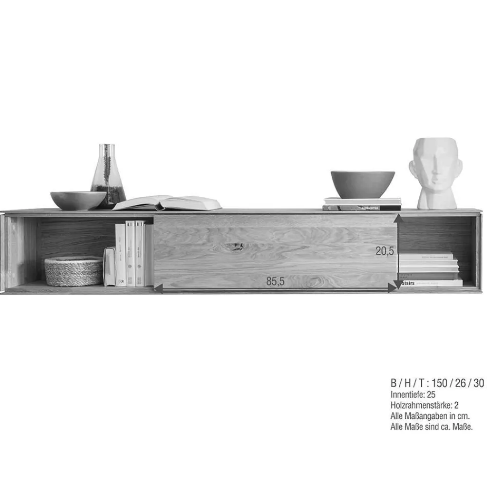 Wohnen Wohnwände<Design Wohnwand aus Massivholz - Sinta (dreiteilig)