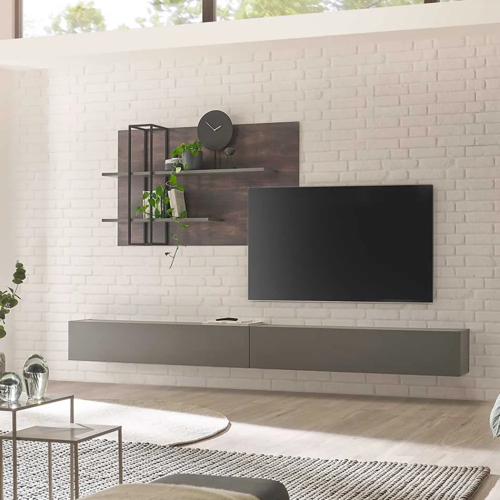 Wohnen Wohnwände<Design Wohnwand für die Wandmontage - Mundo (dreiteilig)