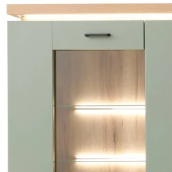Wohnen Wohnwände<Design Wohnwand in Graugrün und Eiche - Kwin (dreiteilig)