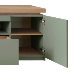 Wohnen Wohnwände<Design Wohnwand in Graugrün und Eiche - Kwin (dreiteilig)