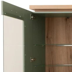 Wohnen Wohnwände<Design Wohnwand in Graugrün und Eiche - Kwin (dreiteilig)