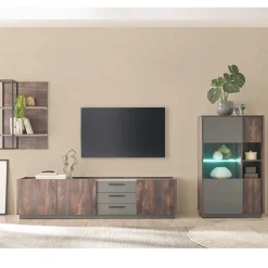 Wohnen Wohnwände<Design Wohnwand Kombi modern - Mundo (dreiteilig)