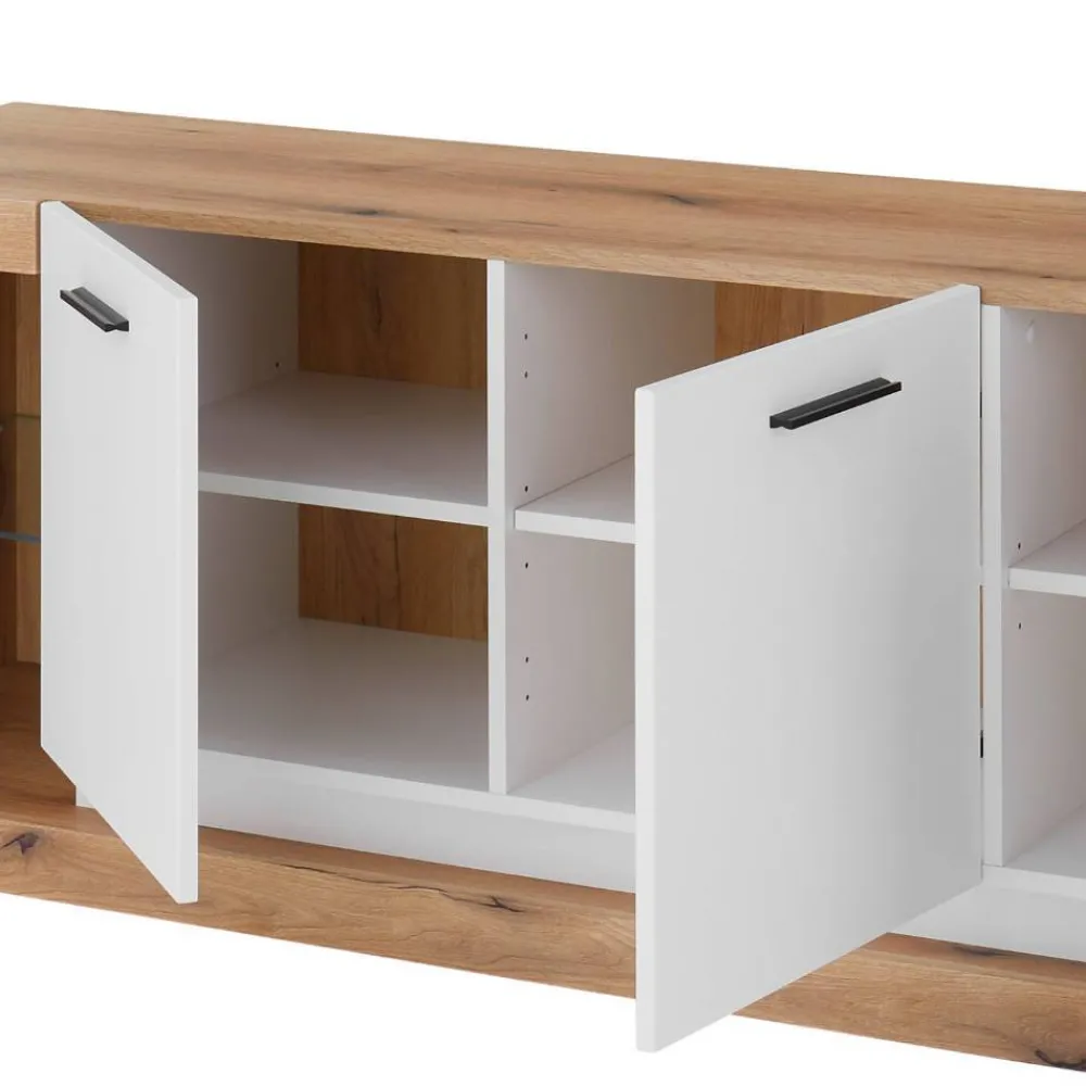 Wohnen Wohnwände<Design Wohnwand Set in Mattweiß - Adejano (dreiteilig)