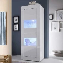 Wohnen Vitrinen<Design Wohnzimmer Vitrine in Hochglanz Weiß - Sogno