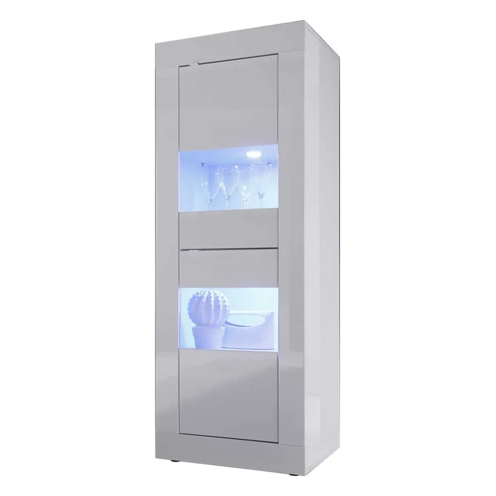 Wohnen Vitrinen<Design Wohnzimmer Vitrine in Hochglanz Weiß - Sogno