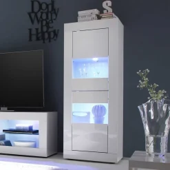 Wohnen Vitrinen<Design Wohnzimmer Vitrine in Hochglanz Weiß - Sogno