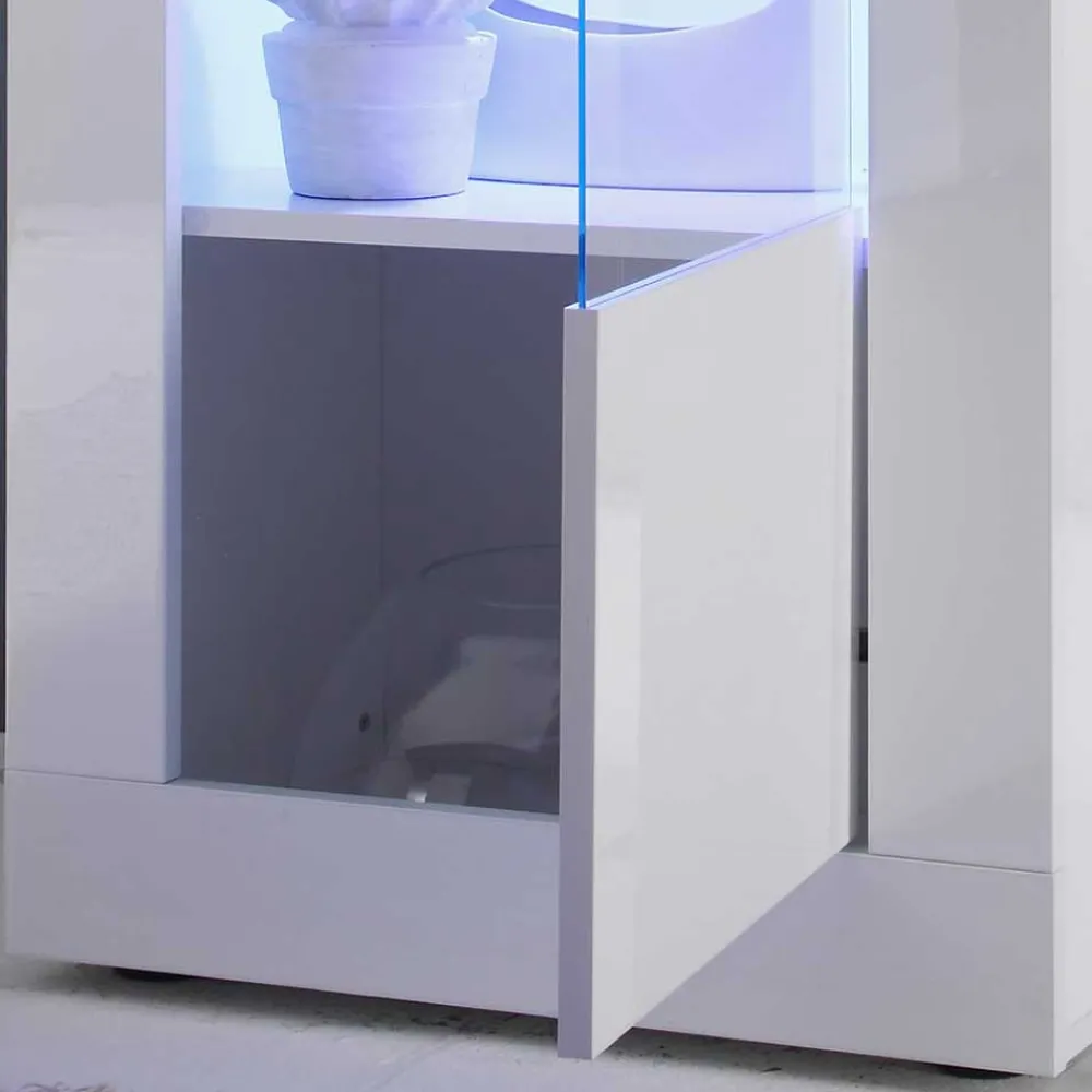 Wohnen Vitrinen<Design Wohnzimmer Vitrine in Hochglanz Weiß - Sogno