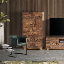 Wohnen Vitrinen<Design Wohnzimmerschrank aus Mangoholz rustikal - Lacid