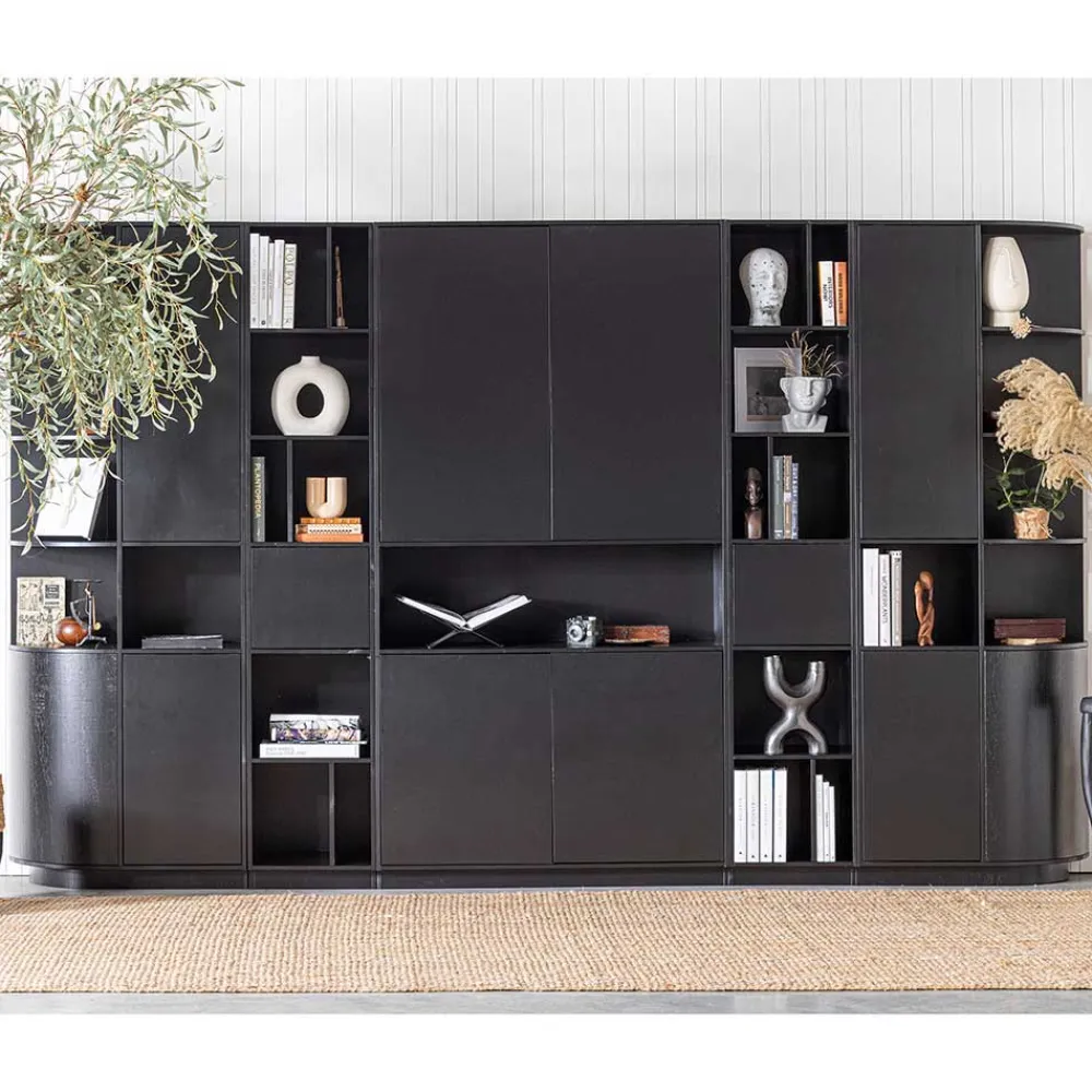 Wohnen Vitrinen|Schränke<Design Wohnzimmerschrank links abgerundet - Niwidus