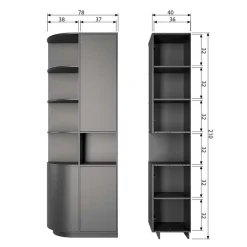 Wohnen Vitrinen|Schränke<Design Wohnzimmerschrank links abgerundet - Niwidus