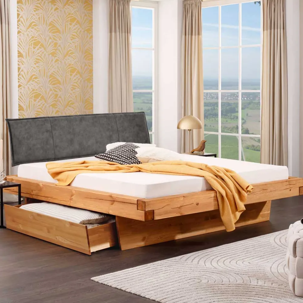 Wohnen Betten<Design-Balkenbett mit Polsterkopfteil - Kalastania